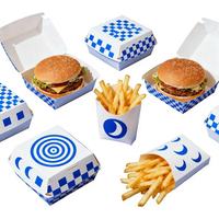 Meilleures ventes - Emballage pour frites et hamburgers en papier sulfurisé bleu à pois personnalisé - Boîte à clapet