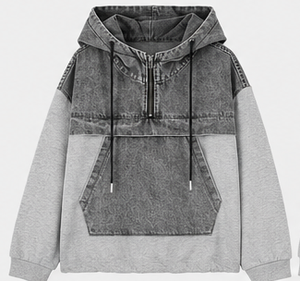 เสื้อฮู้ดเดนิมคุณภาพพรีเมียมสำหรับผู้ชายพร้อมกระเป๋าจิงโจ้ - Product Image 5