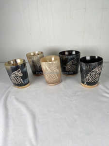 Personalizado exquisito Vintage oso bebiendo Koi taza hecha a mano cuerno Natural corto antiguo tallado estilo Animal negocio perfecto - Product Image 3