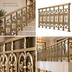 Luxury Bronze Ornamental Metal <b>Stair</b> <b>Railing</b> with Oval Scrollwork Balusters for Villas Hotels and Grand Interiors - Product Image 5