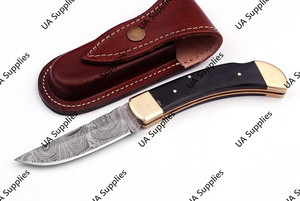 UA Supplies Industrial Grade Damascus Steel Blade Wood <b>Handle</b> Outdoor Folding Pocket <b>Knife</b> OEM Self Defense EDC Camping Survival - Product Image 6