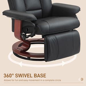 Poltrona reclinabile elettrica da soggiorno con poggiapiedi moderno in pelle PU nera - Product Image 6