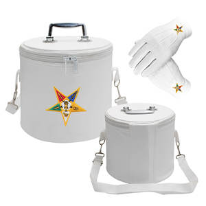 Estuche OES Fez - Parche Bordado a Máquina Blanco, Diseño Masonico de la Estrella del Este, Cierre de Cremallera, Asa Suave, Gran Capacidad - Product Image 1