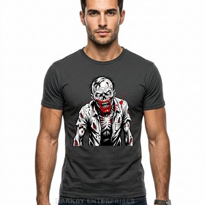 Camiseta Negra de Algodón para Hombre, Impresión Digital Personalizada con Gráfico de Cara de Zombie, Estilo Heavy Metal, Ropa Urbana, Fabricante - Product Image 2