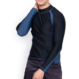 2026 New <b>Mens</b> Long Sleeve Rash Guard Full Coverage Color Blocked Quick Dry Spandex Polyester Swim <b>Shirt</b> Top Adult Size - Product Image 4