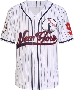 Bottond Pinstrip Polyester Mens Embroidery Canada America Baseball Uniform Set Custom Blank Black and <b>White</b> Jersey Baseball - Product Image 3