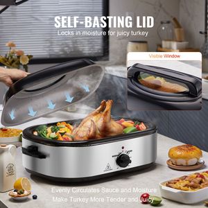 Forno Elettrico da Banco da 18 QT con Coperchio Autoriscaldante, 1450W, Funzioni Scongelamento e Mantenimento Caldo per Arrosto di Tacchino - Product Image 3
