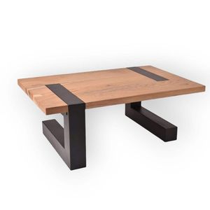 Modern Wood Coffee <b>Table</b> With Metal Frame Minimalist Design Living Room Furniture - Product Image 4
