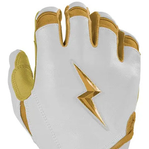 Guantes de Bateo de Cuero de la Serie Gold de MARGINAL SPORTS, Blancos y Dorados, con Puño Largo |   Cierre de Gancho y Bucle Ambidiestro de Primera Calidad para Muñeca - Product Image 4