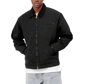 Chaqueta de trabajo con cremallera de alta calidad para hombre de invierno de alta calidad con lona de algodón personalizable bordada - Product Image 4