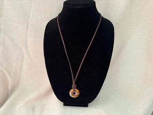 Tiger Eye Donut Pendant on Suede <b>Cord</b> Circle Necklace Rustic Suede <b>Leather</b> <b>Cord</b> - Product Image 3