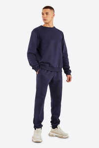 Nueva llegada, sudadera de alta calidad, transpirable, básica, color azul marino oscuro, cuello redondo, para hombre, sudadera personalizada de mezcla de algodón a precio de fábrica. - Product Image 2