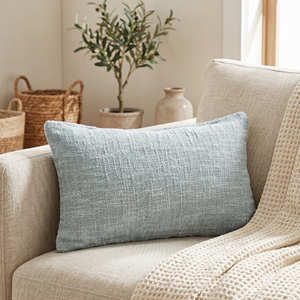 Housse de coussin lombaire décorative texturée en coton de designer Mustard, 14 × 36 pouces - Product Image 4