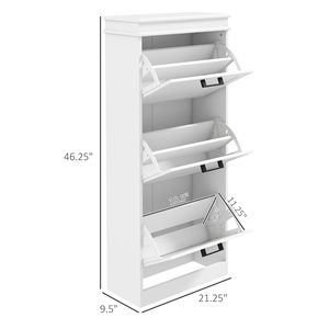 Mobiletto Moderno Bianco per Scarpe con 3 Cassetti Ribaltabili, Organizer Salvaspazio per Ingresso e Corridoio, Contiene 15 Paia di Scarpe - Product Image 3