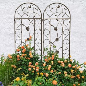 Set di 4 tralicci da giardino in metallo 220 cm x 50 cm, marrone, antiruggine, supporto per piante rampicanti da esterno - Product Image 6