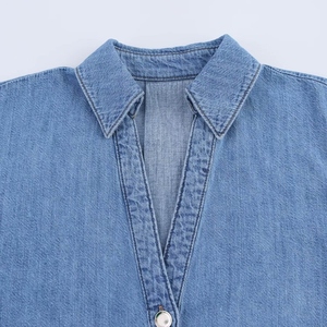 Camisas de Mezclilla Clásicas para Mujer, Cuello Solapa, Manga Larga, Ajuste Holgado, Estilo Casual y Formal, Color Azul Denim, para Oficina, de Primera Calidad - Product Image 4