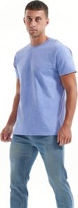 Men's Light Blue Short Sleeve O-Neck T-Shirt Regular Fit Casual Knitted 100% Cotton Blank Design Solid Color Jersey Fabric - Product Image 2