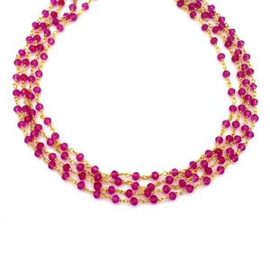 Chaîne de chapelet rose Hydro Rondelle 3mm, fil plaqué or, perles enroulées, rouleau en vrac pour la fabrication de bijoux - Product Image 3