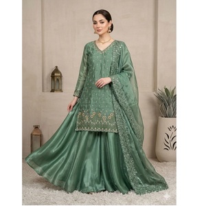 New Collection Kurta Sharara Dupatta Set Frendy Silk With Embroidery Sequence Work and Beads Work Sharara Suit - Product Image 1