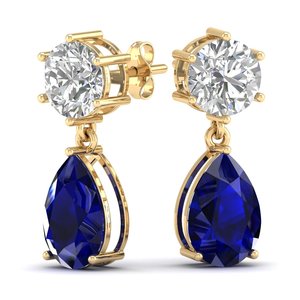 REYES - Pendientes de Zafiro Azul con Corte de Pera de 11.36 Quilates, Diseño Nuevo, en Plata de Ley 925, Joyería de Boda con Moissanita - Product Image 1