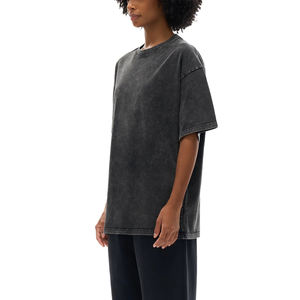 Camiseta Vintage OEM para Hombre, Estilo Desgastado, Hombros Caídos, Corte Holgado, Lisa, Estilo Urbano, Proveedor Directo de Fábrica OEM - Product Image 4