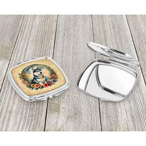 Siberian Husky Flowers Compact Folding Handheld Travel Makeup <b>Mirror</b> <b>Pocket</b> Decorative Gift for Women and Girls - Product Image 3