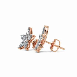 ต่างหูเพชรทรงกลมและทรงหยดน้ำ 12 คู่ ทองคำขาว 18K ประดับเพชร Shine Bloom Lab Grown Diamond พร้อมใบรับรอง IGI และความใส VVS สำหรับผู้หญิง - Product Image 2