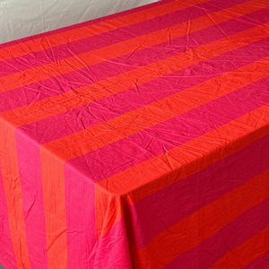 Nappe rectangulaire rayée rose et orange pour la décoration de la maison, ensemble de nappes en lin - Product Image 3
