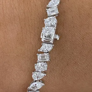 Pulsera de Diamantes de 6.5 Ct, Cultivados en Laboratorio, Forma Multifacética, E F VVS2, Oro Blanco de 14k - Product Image 5