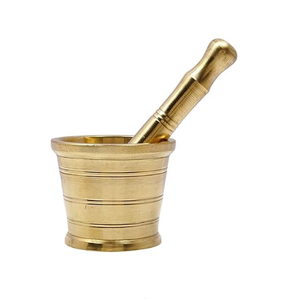 Mortar and Pestle Brass Metal Handmade Designer Modern Style Mortar Pestle for Kitchen Use Made in India - Product Image 5