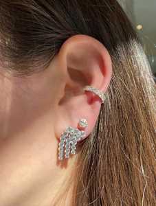 Pendientes Colgantes de Diamantes en Oro Sólido de 14K y 18K, Corte Redondo, Diamantes Cultivados en Laboratorio, Engaste de Garras, Mini Gota, Joyería Minimalista para Boda, Estilo Cascada - Product Image 4