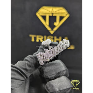 <b>Custom</b> "Princess" <b>Name</b> <b>Necklace</b> VVS Moissanite Diamond 925 Sterling Silver Iced Out Hip Hop Jewelry By Trisha Jewels - Product Image 1