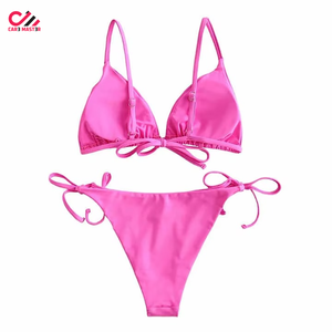 Traje de baño bikini personalizado en oferta, sexy y a la moda, conjunto de bikini y ropa de playa, traje de baño sólido de 2 piezas para mujer - Product Image 3