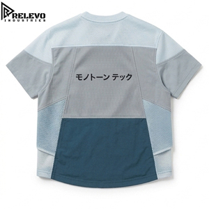 Premium Oversized Multi-Panel <b>Utility</b> T-<b>Shirt</b> <b>Men</b> Streetwear Long Sleeve Top Light Blue Zipper Pocket Washed Loose Blank Letter - Product Image 2