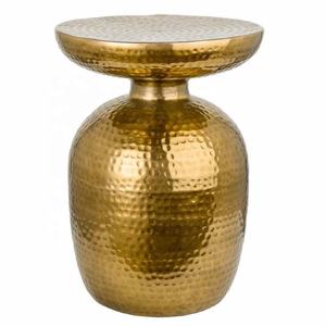 Table d'appoint de tambour en aluminium à motif martelé de vente chaude avec finition antique Table d'extrémité décorative de chambre à coucher moderne et Table basse - Product Image 5