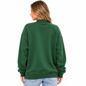 Ghingham Style Lettering Mock Neck Sweatshirt with <b>Gingham</b> Greek Letter Applique Embroidery oversized Mock Neck Sweatshirt - Product Image 3