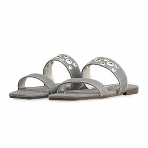 Femme Gris CL1881 Mode Fourrure pour Pantoufles Casual Slip-On Design - Product Image 3