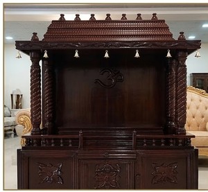 Templo de Madera de Diseño con Campanas Gopuram, Templo de Madera de Nogal con Acabado Brillante y Campanas para el Hogar, Templo de Gran Tamaño con Acabado de Nogal, Reino Unido - Product Image 2