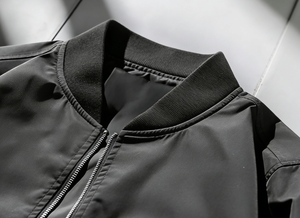 Blouson bomber blanc pour homme, col montant, fermeture éclair, coupe décontractée, vêtement d'automne, coupe-vent, en polyester - Product Image 4