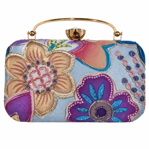 Floral Embroidered Metal Frame Clutch Bag Elegant Handheld Evening Purse Fashion Party <b>Wedding</b> <b>Handbag</b> - Product Image 4