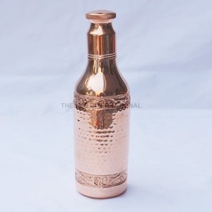 Bouteille d'eau ayurvédique en cuivre à motif floral moderne, style original, récipient en cuivre pur, émail coloré, pour eau bouillante et yoga - Product Image 6