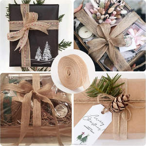 JF Eco-Friendly Jute <b>Burlap</b> Geotextile Fabric <b>Ribbon</b> 3/4 X 33yards Roll Brown Craft <b>Ribbon</b> for Big Bow Wreath Wedding Gift - Product Image 5