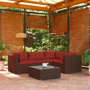 Set da giardino marrone con cuscini rosso cannella - Product Image 1