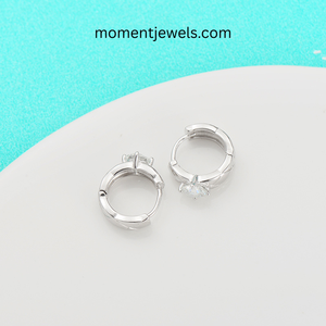 Elegant Platinum Plated 925 <b>Sterling</b> <b>Silver</b> Moissanite Earrings for Women Geometric Shiny Moissanite Drop <b>Hoop</b> Earrings Romantic - Product Image 3