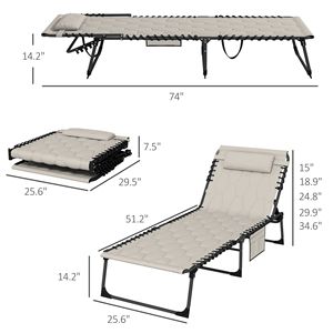 Set di Sdraio Reclinabili Regolabili per Esterni in Colore Kaki, Lettini Prendisole Versatili e Confortevoli - Product Image 3