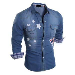 Camisa de Mezclilla de Algodón de Manga Larga Ligera con Diseño Personalizado, Superventas / Camisa de Mezclilla para Hombre de Primera Calidad y Estilo Premium - Product Image 1