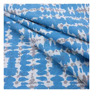 Koleksi terbaru dari kain cetak Dabu kustom ZigZag kain katun lembut cetak tradisional untuk pakaian