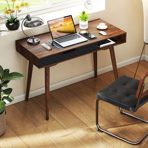Mid Century Modern <b>Computer</b> <b>Desk</b> with Drawer and Open Compartment - Product Image 1
