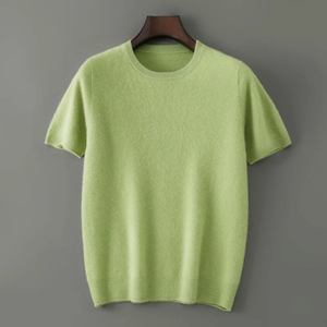 Mens Luxury Cashmere Knit T Shirt Soft Lightweight Short Sleeve Crew Neck Sweater Premium Casual Pullover - Product Image 1