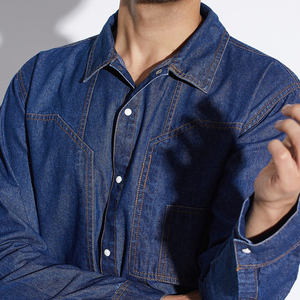 Autumn Denim TrackSuit Customized Color OEM Service Unisex 100% Cotton High Quality Turn-<b>down</b> Collar Eco-Friendly Breathable - Product Image 5